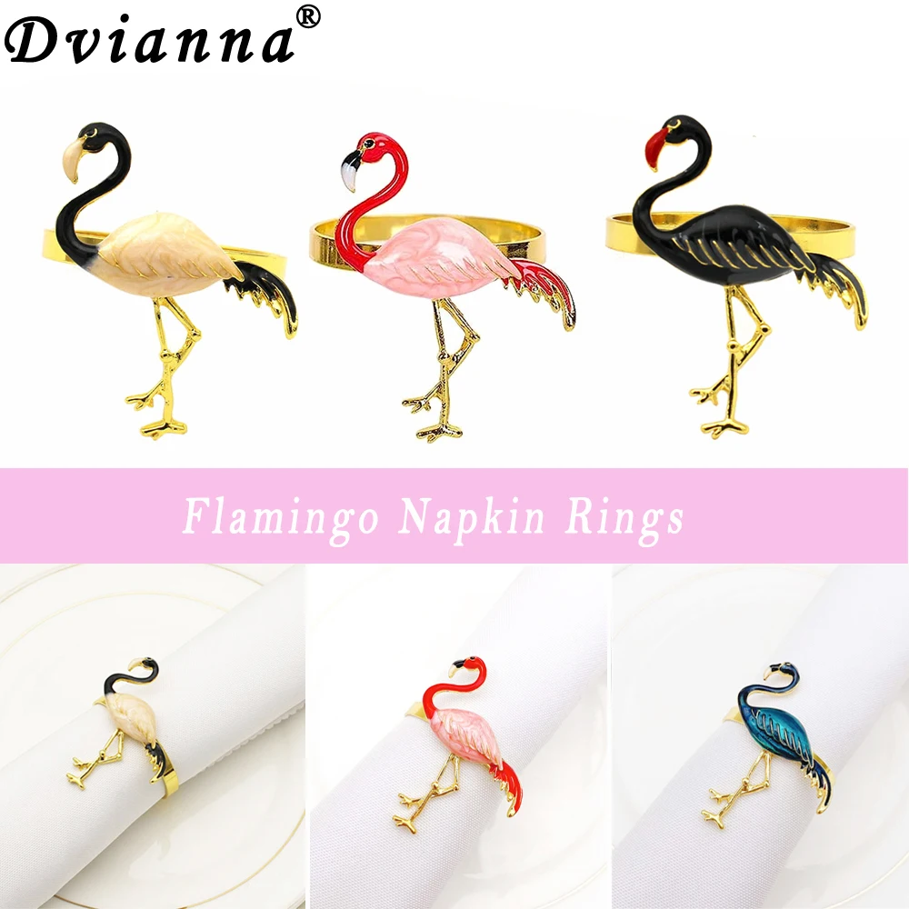 

6/12Pcs Flamingo Napkin Rings Hawaii Palm Summer Napkin Holders for Christmas Thanksgiving Halloween Wedding Decorations HWE16