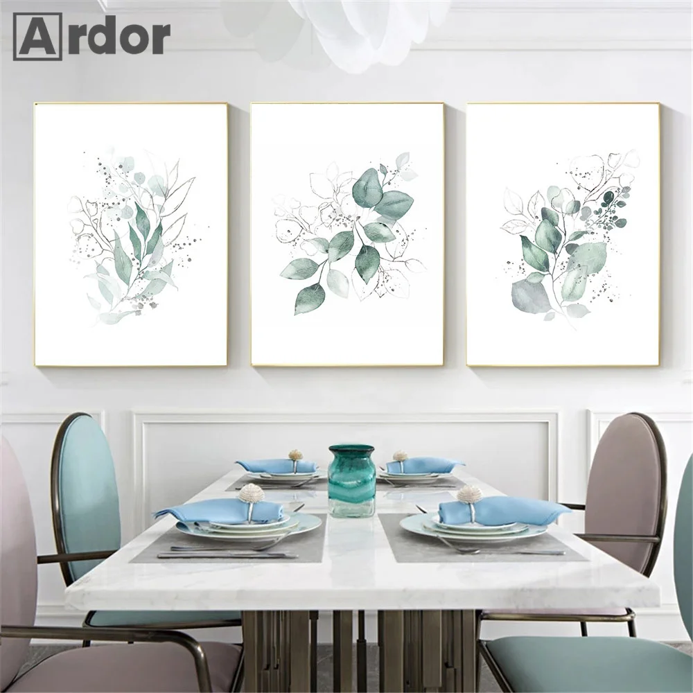 Абстрактный постер с листьями эвкалипта настенный художественный принт