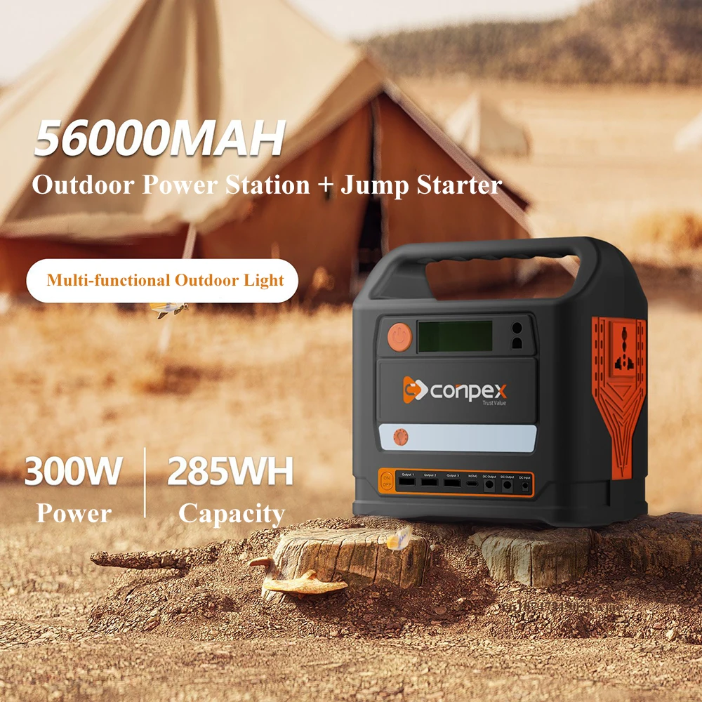 

220V 300W Emergency Generator 56000mAh Portable Power Station Car Jump Starter Solar Power Bank Outdoor Power Supply Inverter