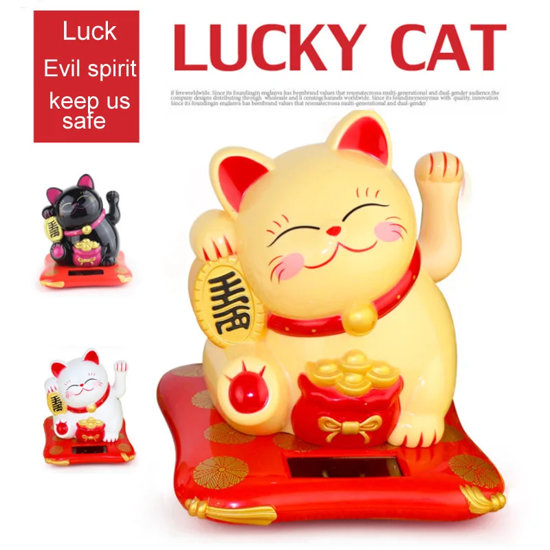 

1pcs Solar Energy Birthday Gift Checkout Counter Decor Japanese/Chinese Style Wealth Shaking Hands Lucky Cat Waving Cat Oranment