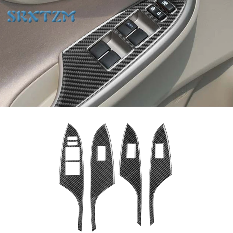 

4Pcs Real Carbon Fiber Interior Patch Left Hand Drive Window Button Panel Stickers For Toyota Corolla 2006-2012