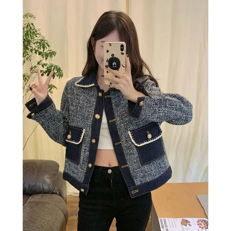 

Модная женская джинсовая куртка с прострочкой, весна-осень 2022, новая Корейская версия, свободная шикарная джинсовая куртка, топы, повседнев...