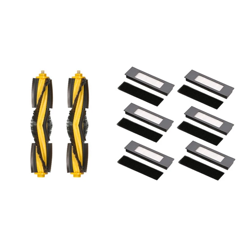 

2Pc Robot Vacuum Cleaner Roller Brush For Ecovacs Deebot OZMO 950 & 6Pcs Filters Sponges Set