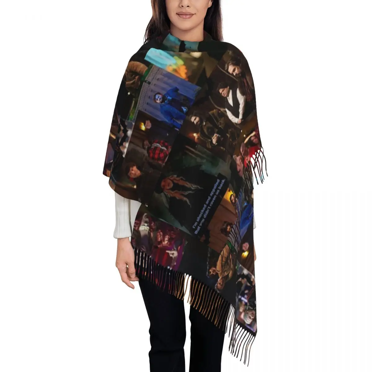 What We Do In The Shadows Коллажный шарф Шарфы с кисточками для женщин Мягкие теплые шали и