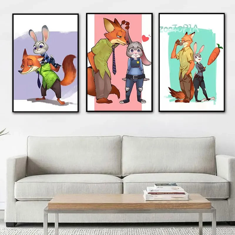 

Цифровая картина маслом Disney кролик Джуди из «зверополиса» and Foxnick, Настенная картина для спальни, картины для гостиной, одиночный Декор