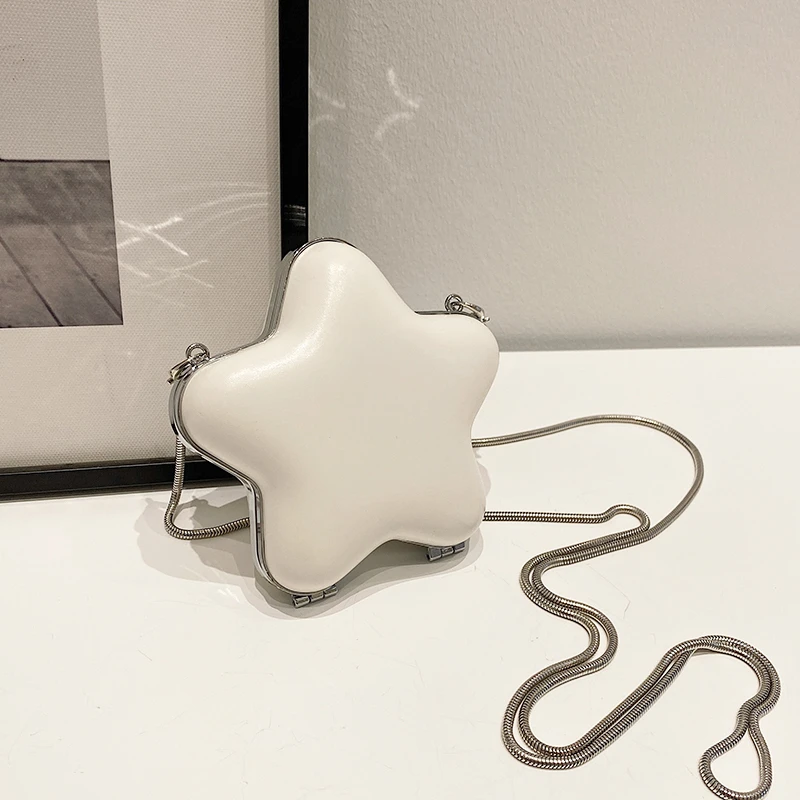 Однотонные сумки через плечо из искусственной кожи в форме звезды компактные