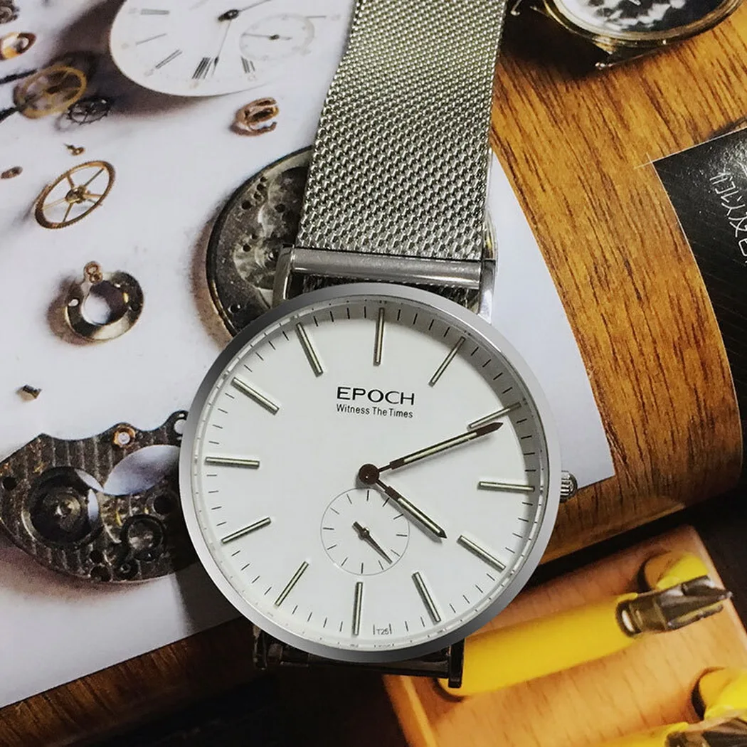 Мужские роскошные часы EPOCH модные 40 мм кварцевые наручные светящиеся 50 м