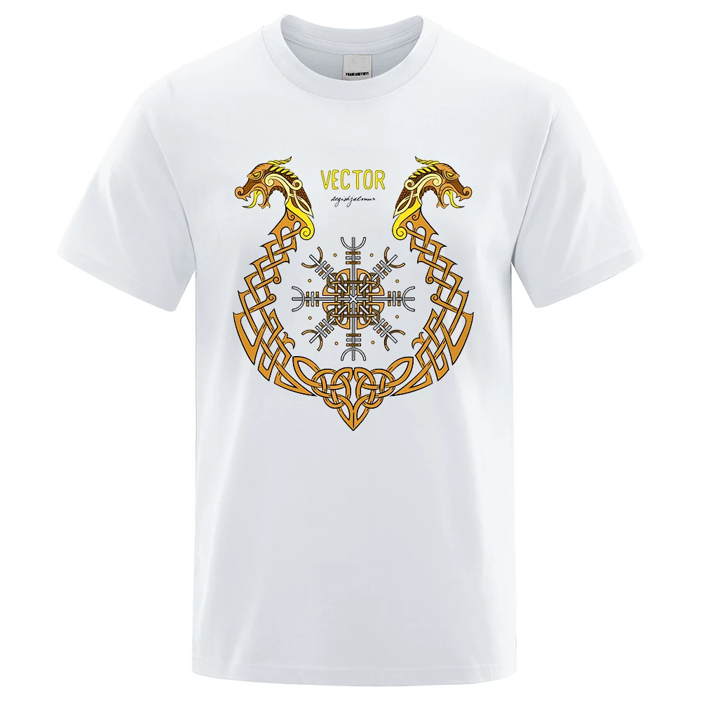 

Aegishjalmur Vector Vikings Clothes Men Oversize Cotton Tshirt Comfortable Loose Tops Personality Tshirts Street Sweat T Shirt
