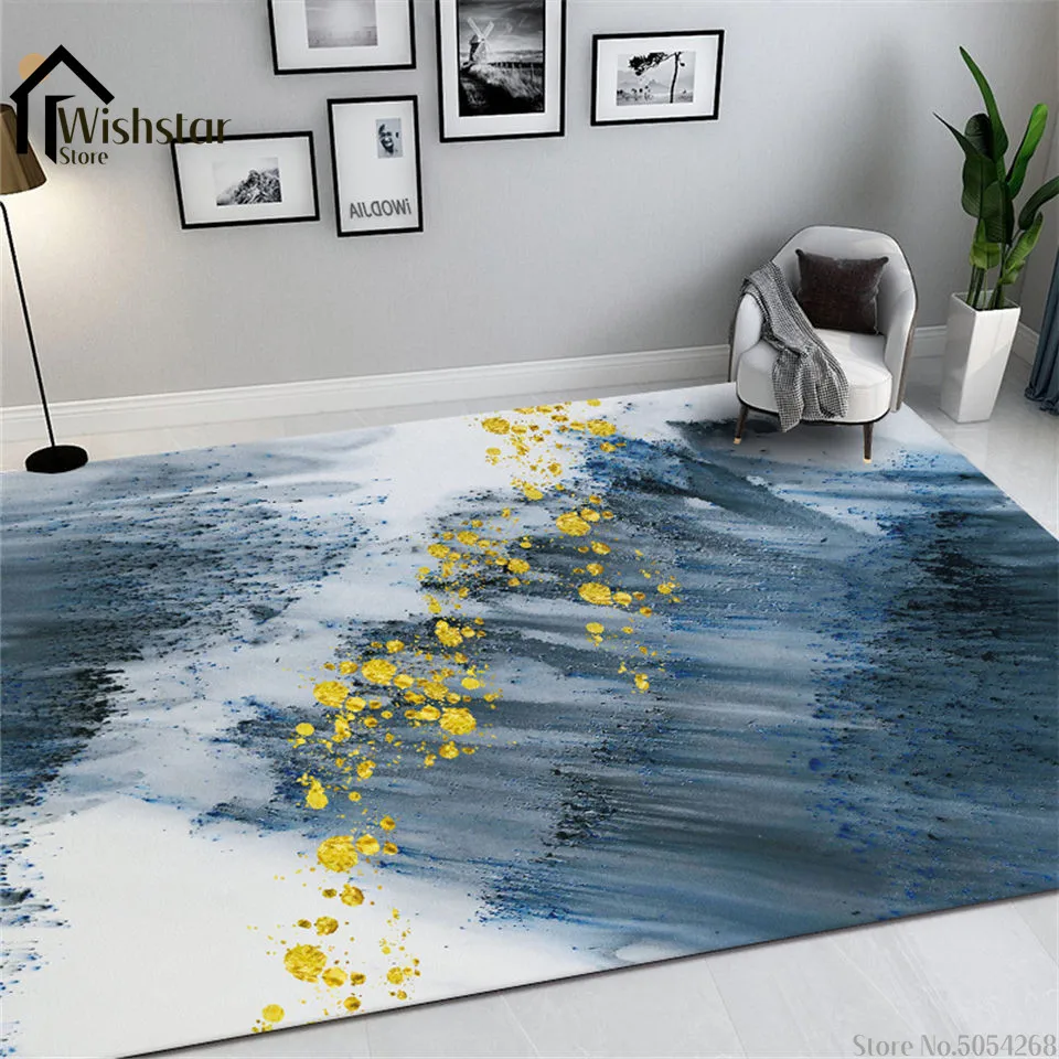 Серый синий абстрактный чернильный ковер современный роскошный домашний для