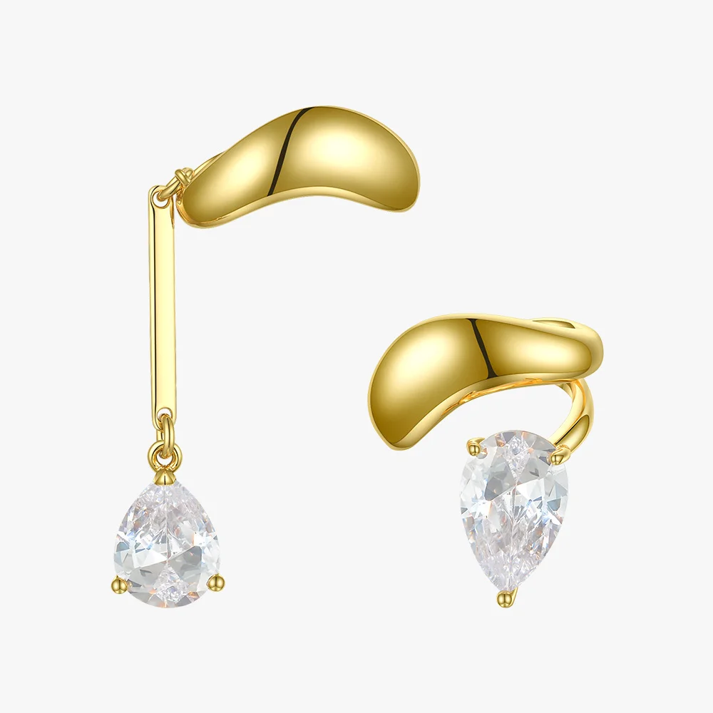 

Asymmetric Water Droplets Crystal Ear Cuff Clip On Earrings For Women Gold Color Earcuff Earings Fashion Jewelry E1151