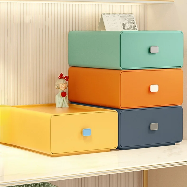 

Цветной Настольный Штабелируемый органайзер, ящик, коробка для хранения офисных аксессуаров, пластиковый контейнер для хранения макияжа, х...