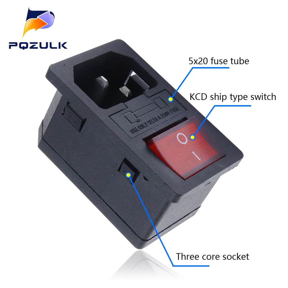 Фото Электрическая розетка 250 В DB-8-8 AC-14-F16 C-14-F19 KCD1/KCD3/KCD4/KCD5 Кулисный переключатель с предохранителем 10 А №3