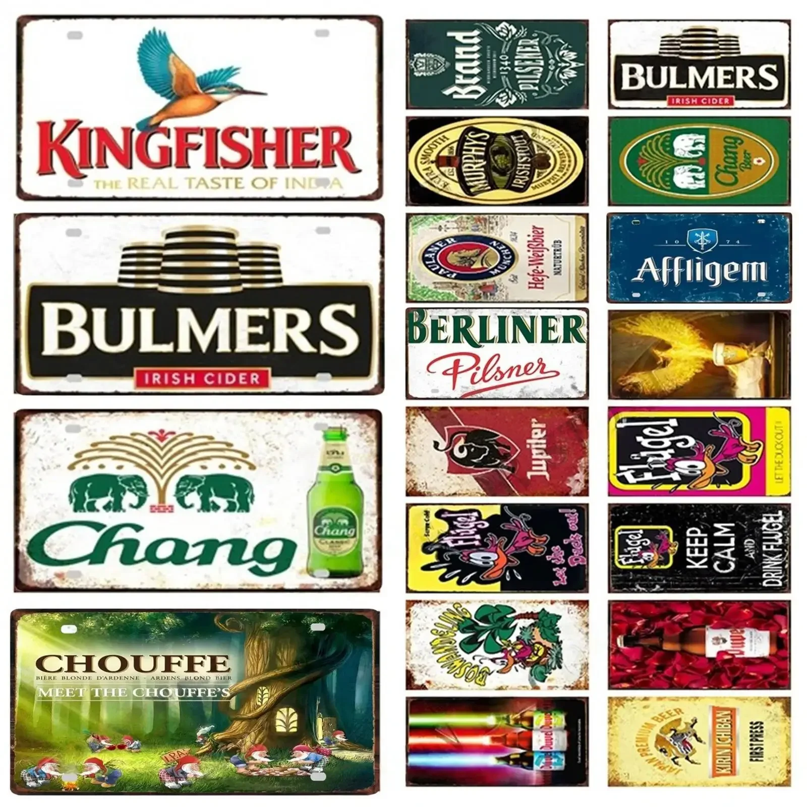 Винтажный Jupiler Flugel Chouffe Beer License Ретро Металлическая Вывеска Барная Комната Для