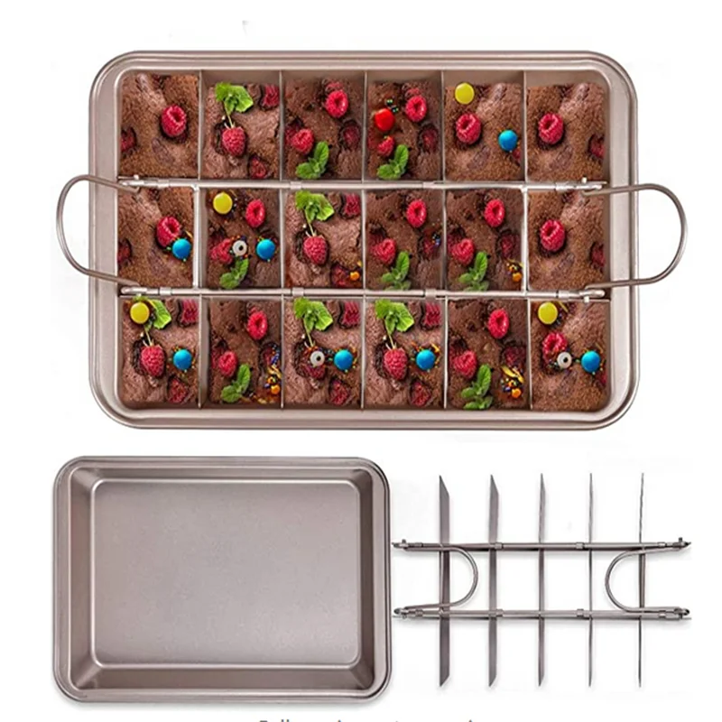

Brownie bread pan Non-Stick Baking Pan with Dividers Cutter Baking Tray bakeware Muffin Cupcake Pan for Oven baking supplies
