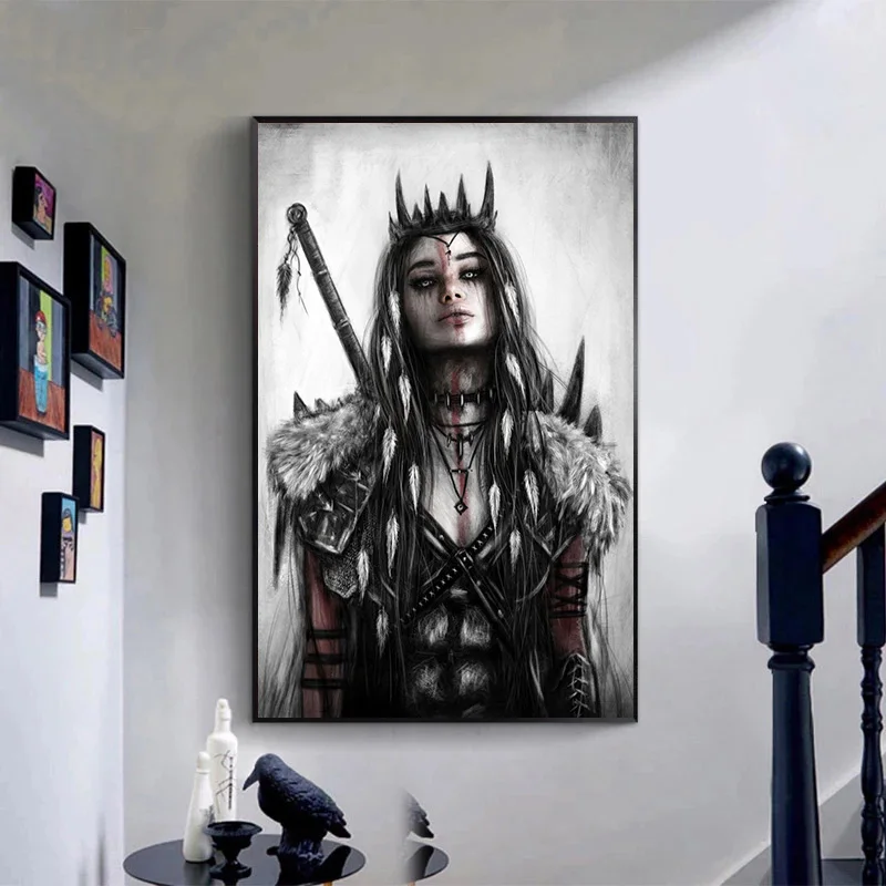 Постер готической девушки Портрет женщины дикой против темного грешника