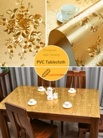 custom tablecloth european gold color pvc printing table cloth for wedding party banquet oilproof waterproof square table cover