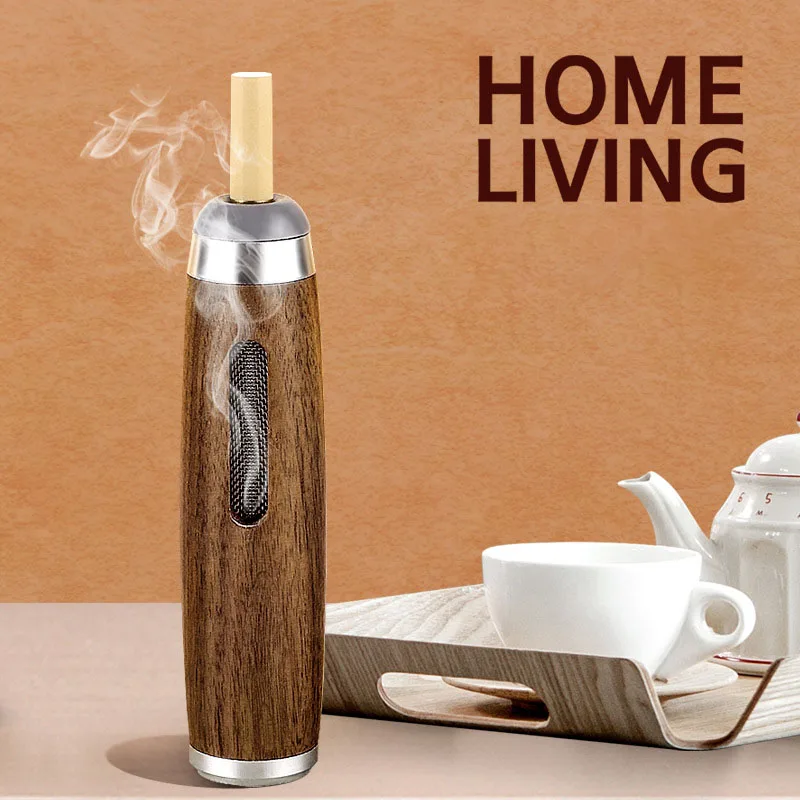 

Carry-on Ashtray Walnut Wood Mini Car Anti Soot-flying Cigarette Cover Non-dropping Portable Holder Non-projectile Ashtray