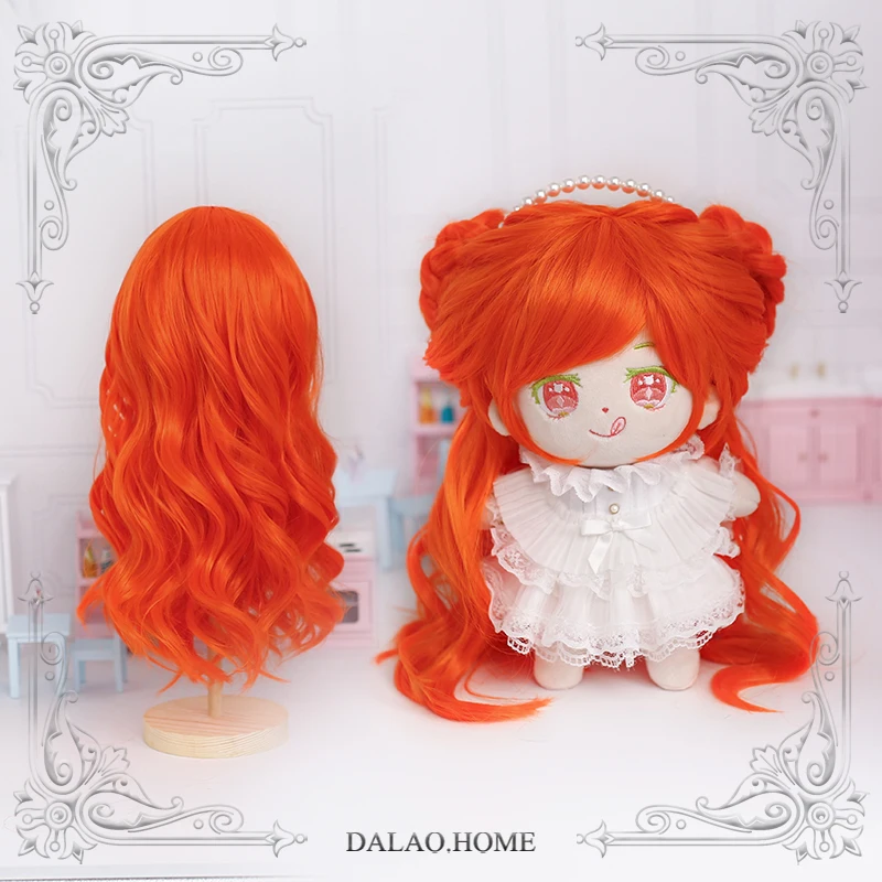 

Парик для косплея аниме «Лолита», милая плюшевая хлопковая кукла, длинные волосы, 20 см, термостойкий, оранжевый, для Хэллоуина
