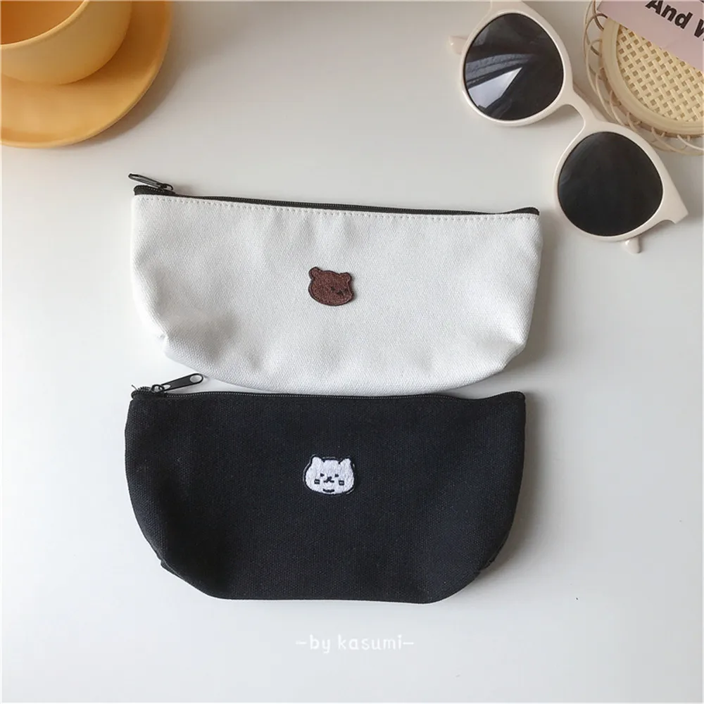Корейская Холщовая Сумка для карандашей с мультяшным медведем 1 шт. модная