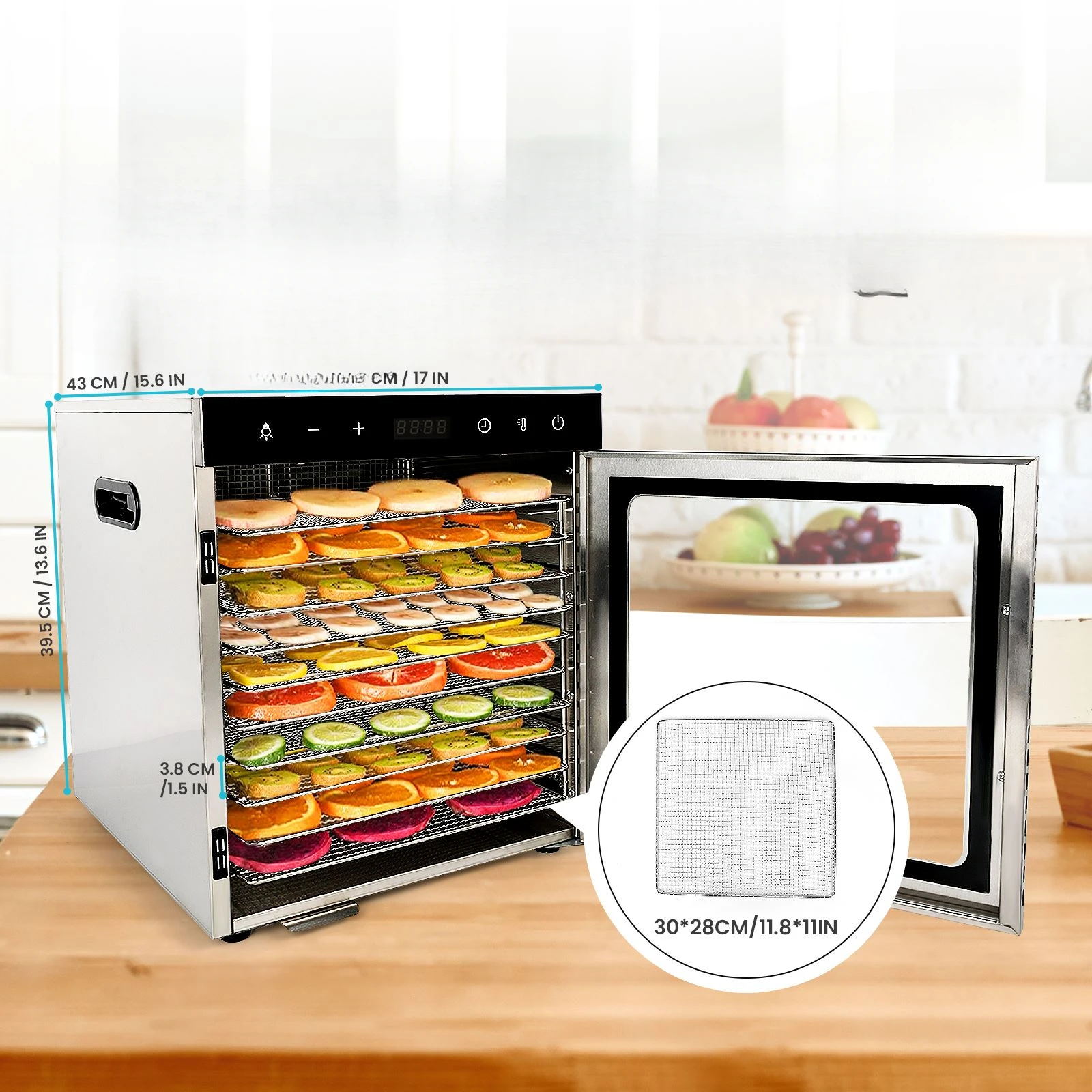 Дегидратор пищевой 10 лотков из нержавеющей стали джерки 800 Вт Дегидраторы 194 ℉