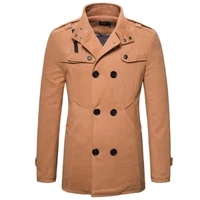 new business casual men woollen coat mens windbreaker autumn and winter new mens clothing england slim middle long mens coat