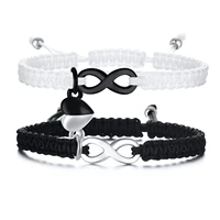 attractive heart charm couple bracelets for women men white black braided rope chain with infinity charm bff sisters bracelet