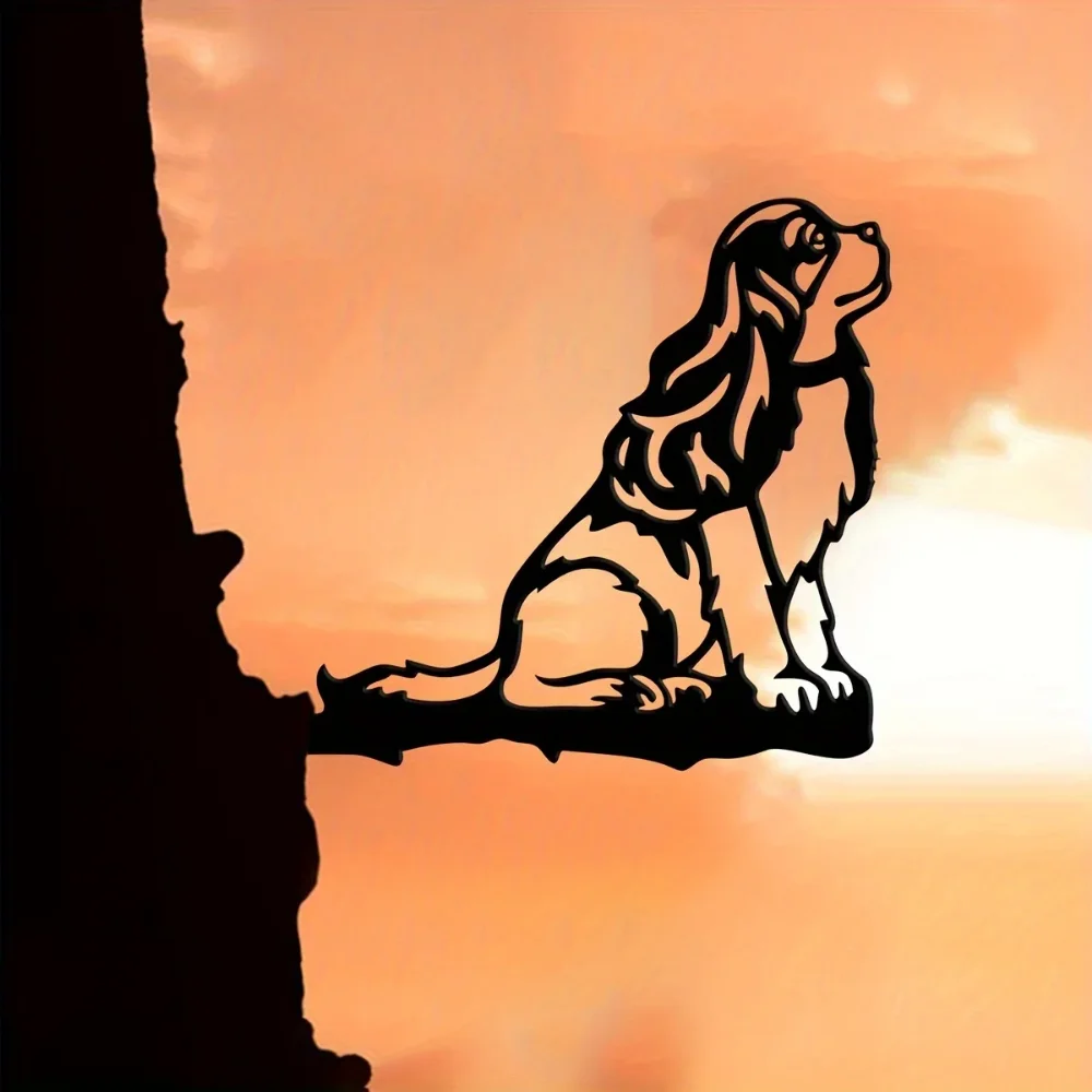 Металлический Силуэт Знак Собаки-спаниеля Декоративный Садовый Кол Деревенский