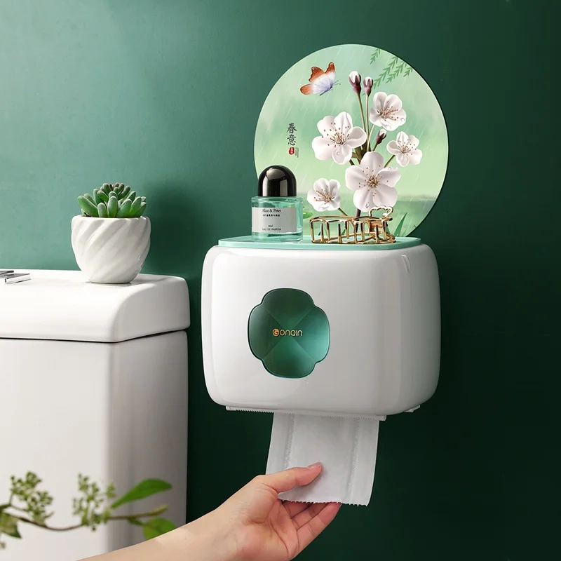 

Toilet Paper Holder Magnetic Open Wall Mounted Tissue Box Bathroom Storage Organizer Accessories