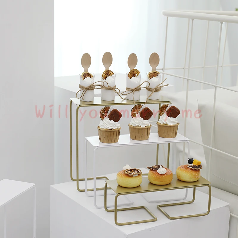 

Flash Gold Simple Cake Stand European Wedding Ladder Dessert Stand Window Display Stand Cold Meal Tea Break Pastry Stand