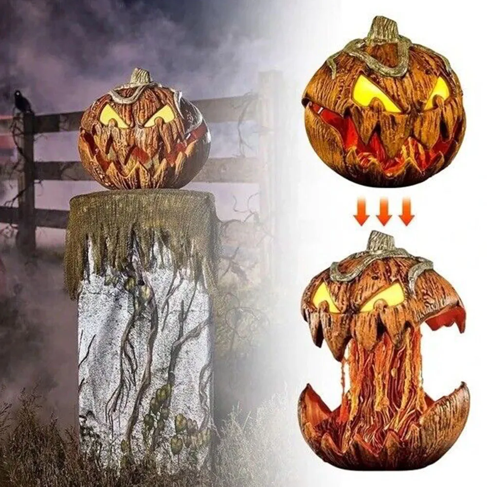 

Halloween Animatronic Scary Pumpkin Head Lighting Halloween Horror Ornament Garden Decoration Statues Craft Adjustable Pumpkin