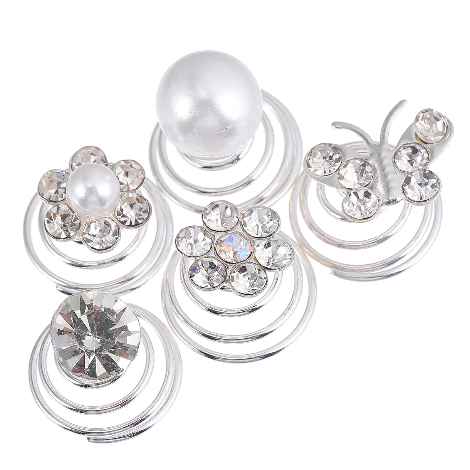 

60 Pcs Spiral Barrettes Wedding Women Hair Accessories Headgear Spirals Hairpin Pearls Clip Miss Rhinestone