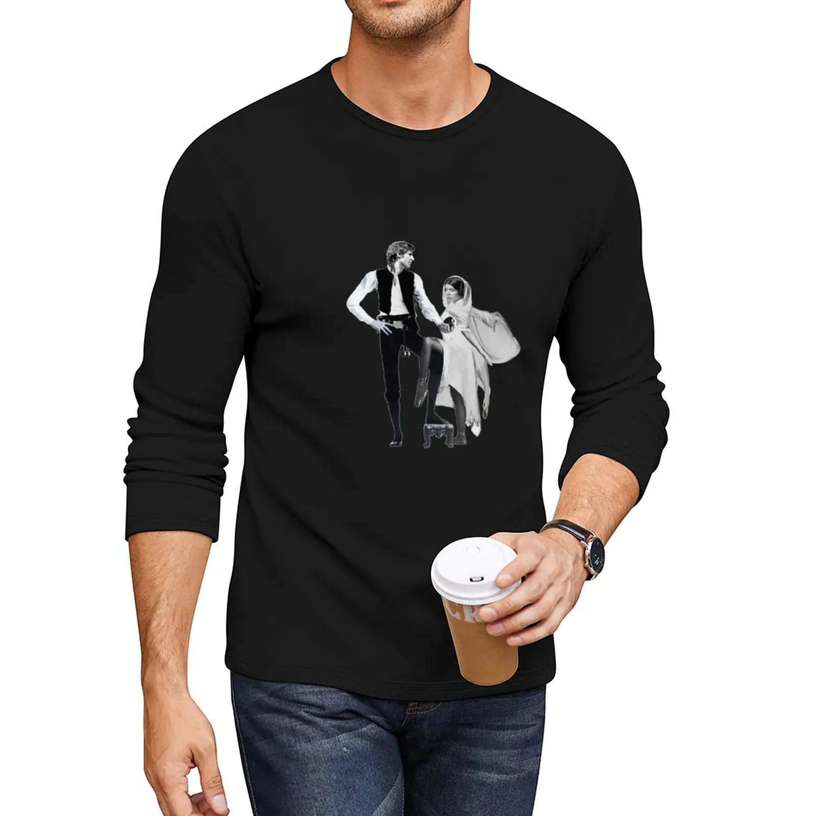 Флот длинная футболка большого размера с рисунком футболки мужские повседневные