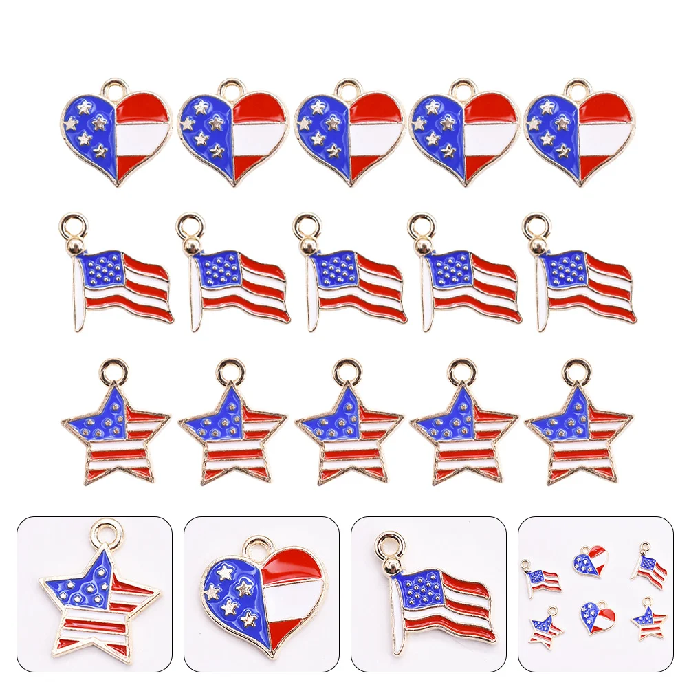 

30 Pcs Peach Heart Five-pointed Star DIY Jewelry Supplies Making Charms Bracelet Independence Day Pendant Metal Decoration