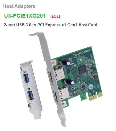 U3-PCIE1XG201 2-port USB 3.0 to PCI Express x1 Gen2 Host Card