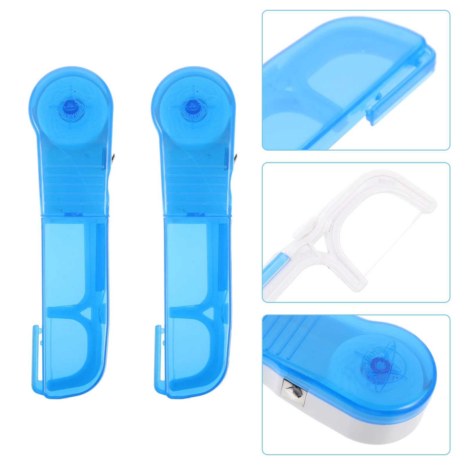 

2pcs Replaceable Dental Floss Holder Dental Flosser Built-in Spool Flat Wire Dental Floss Replacement Rack with 2pcs 30 Meters