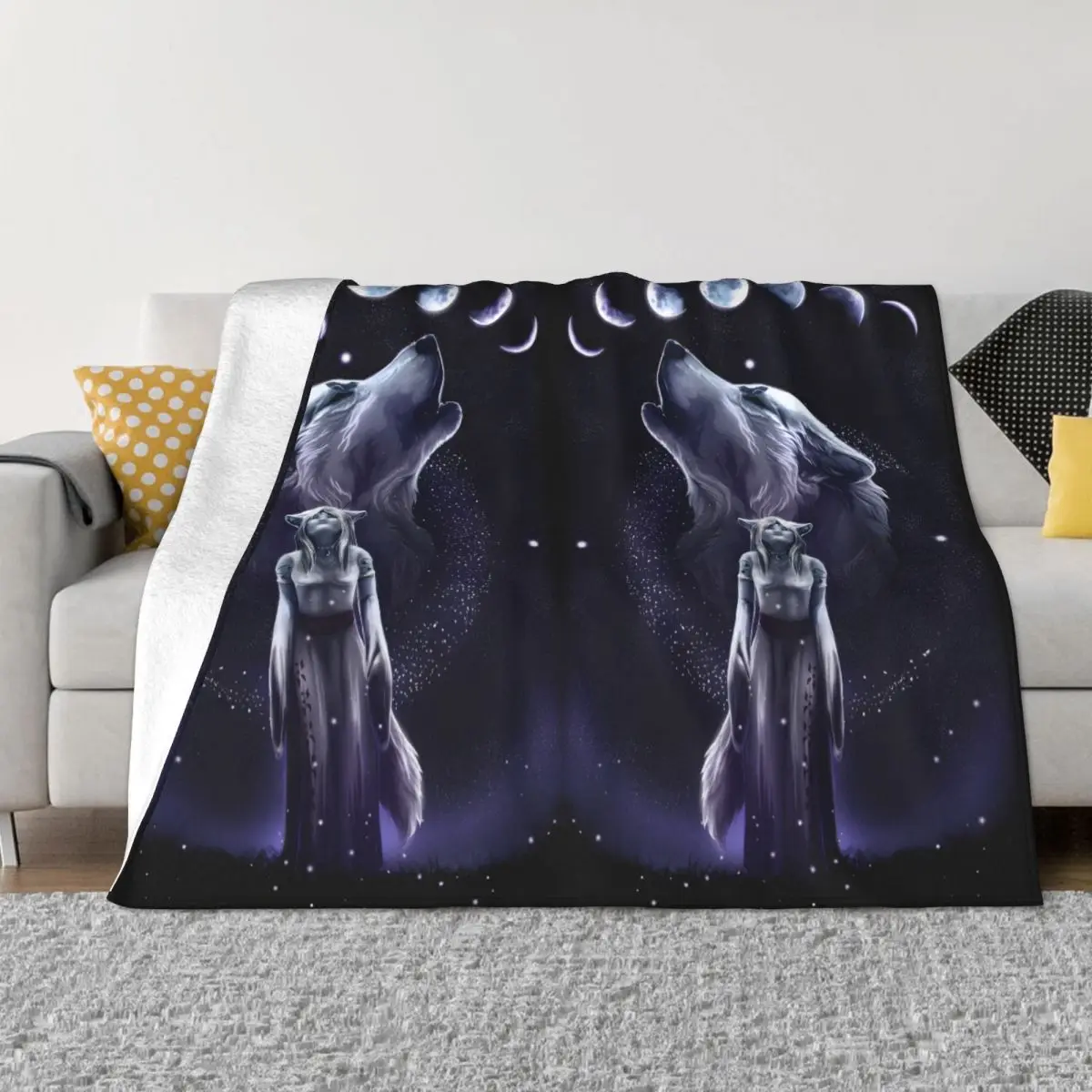 

Space Galaxy Wolf Blankets Coral Fleece Plush Decoration Bedroom Bedding Couch Bedspread