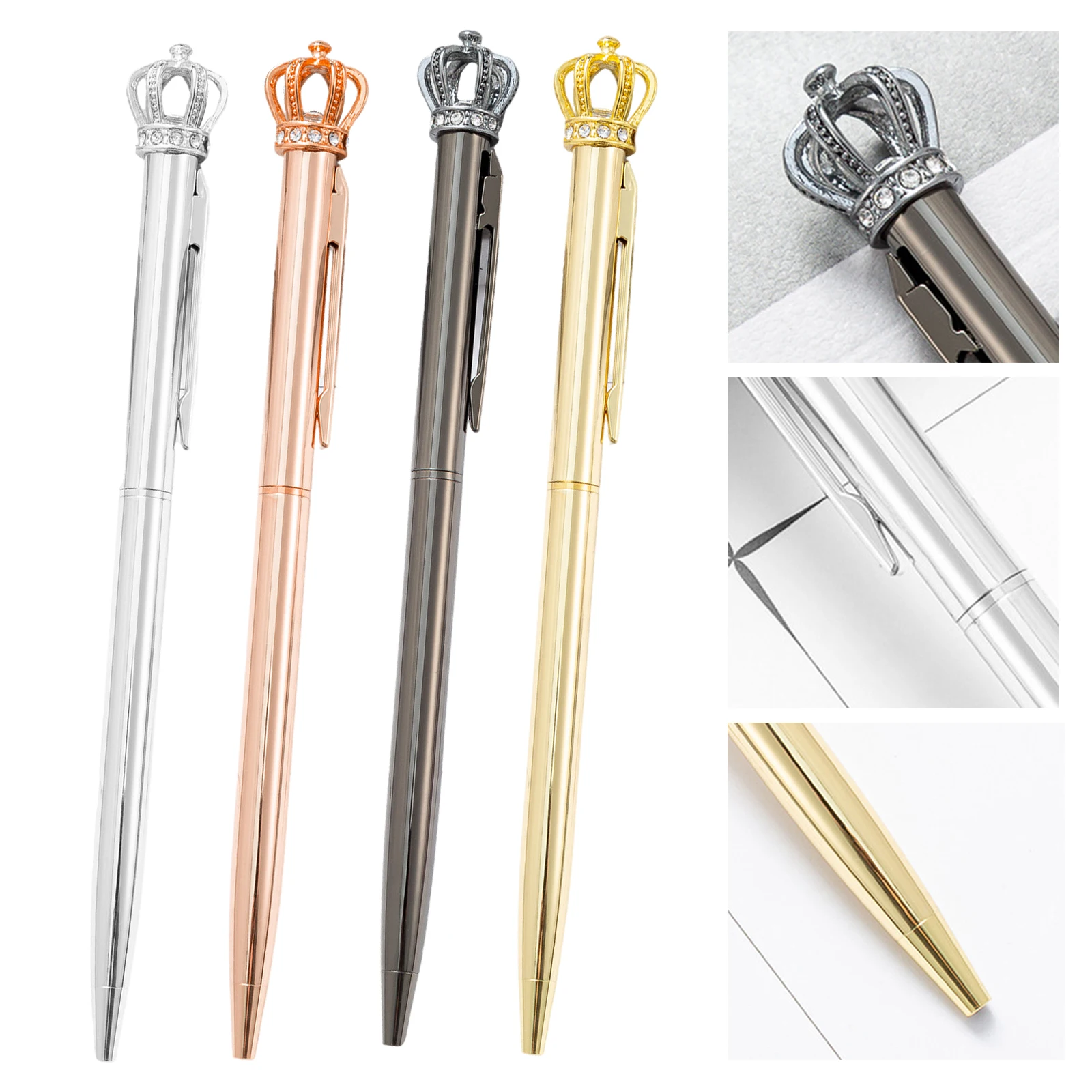 

1 Metal Ballpoint Pen beautiful Crystal Shiny Crown Interesting Ball point Pen School Stationery Office Supplies for students
