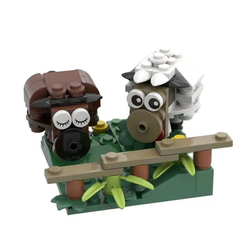 

MOC Sheep Cartoon Kit Peace Love Animal Home Decore Building Blocks Assemble Brick Parts Kid STEM Toy Collectible Birthday Gift