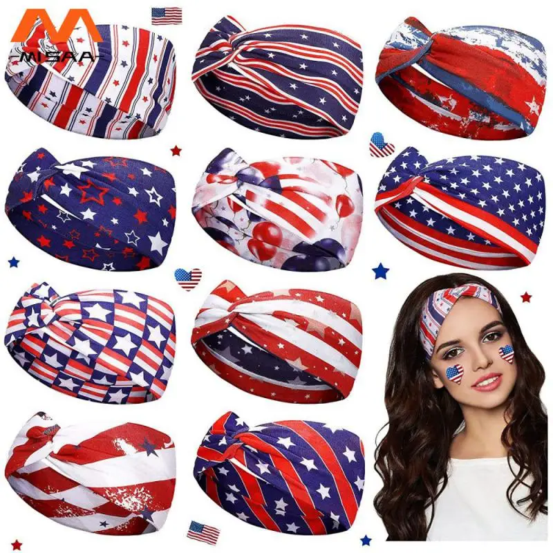 

Sports Hair Band American Flag Vintage Knotted Easy To Wear Sweat-absorbing Hair Tool Headband Beauty Yoga Headband Hair Band