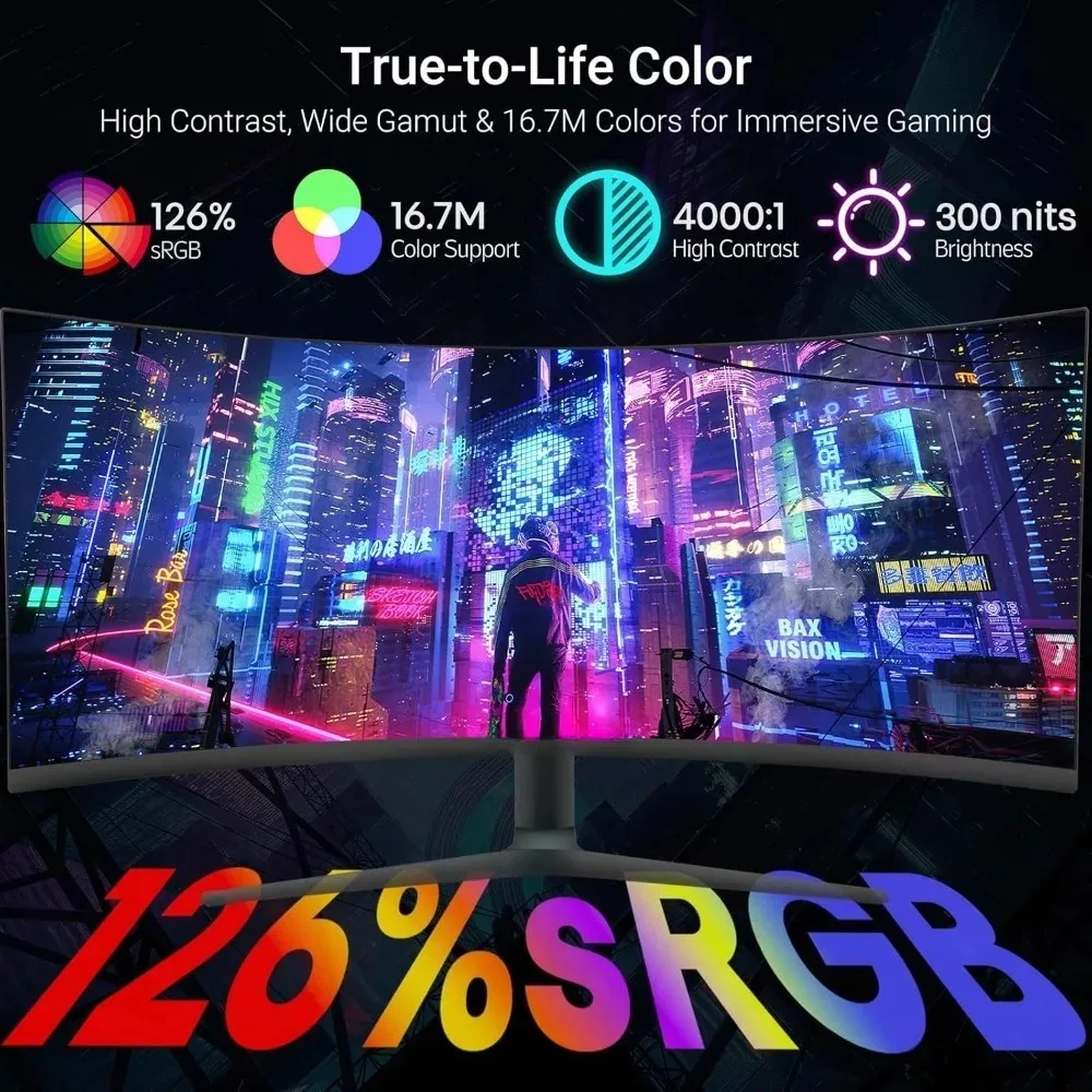 Фото Игровой монитор Garden 34 дюйма, изогнутый, 180 Гц, UWQHD 3440x1440, 1500R, FreeSync, G-SYNC, HDR, 1 мс, HDMI, DP, регулируемая подставка №4