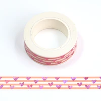 2022 new 1pc 15mm10m decorative foil pink little heart washi tape scrapbooking masking tape office mask washi tape