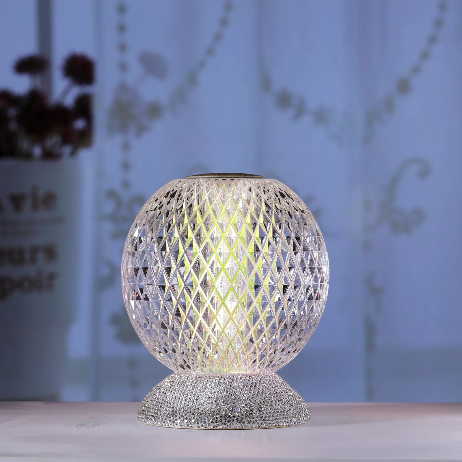 

Acrylic LED Table Lamp Romantic Atmosphere Night Light USB Rechargeable Home Living Room Decor Desktop Diamond Night Lamp