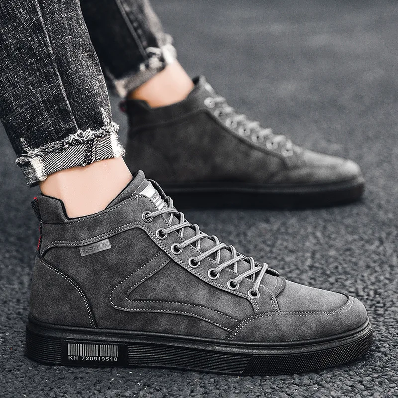 

High Top Men Walking Shoes Ins Trendy Men Shoes Non-slip All-match Male British Style Casual Shoes 2022 New Sapato Masculino
