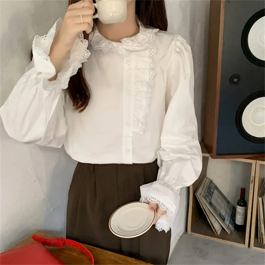 

Korean Clothes Sweet Cute Shirt Blusas Mujer De Moda 2022 Spring Long Sleeve White Shirts For Women Elegant Blusa Mujer