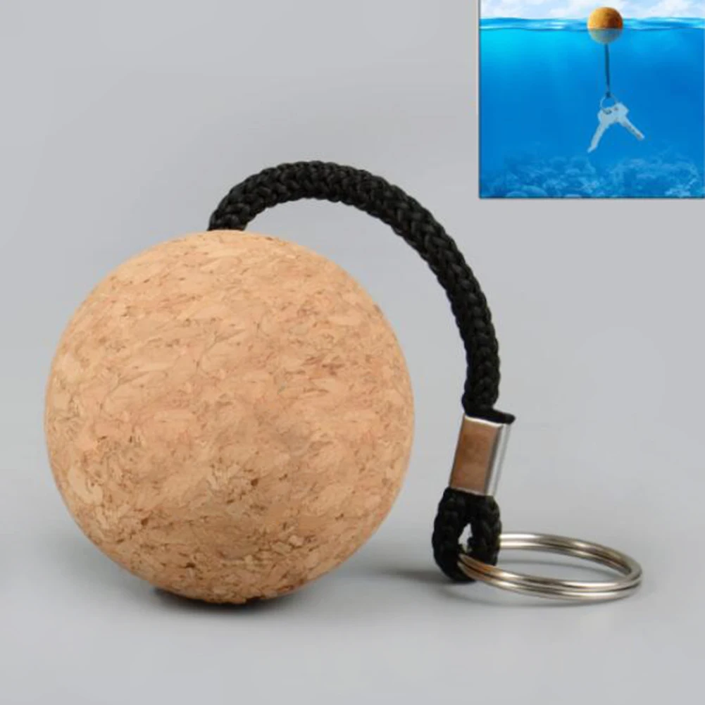 

1/2Pcs 50mm Floating Cork Ball Key Ring Sailing Boat Float Buoyant Rope Ultraweight Wooden Keychain Keyring Kayak Accessories