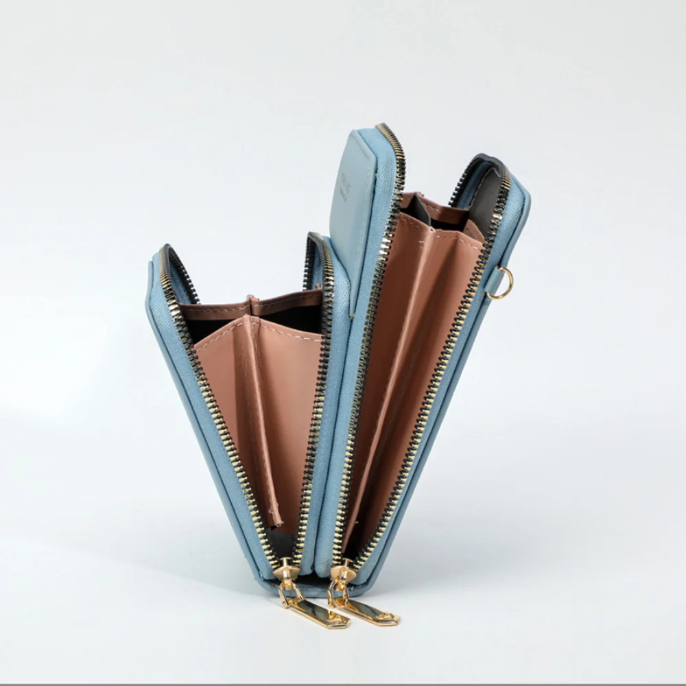 Touch Screen Mobile Phone Bags Women Crossbody Shoulder Bag Wallet Female Cell Phone Key Storage Purse Leopard Pattern Card Pack