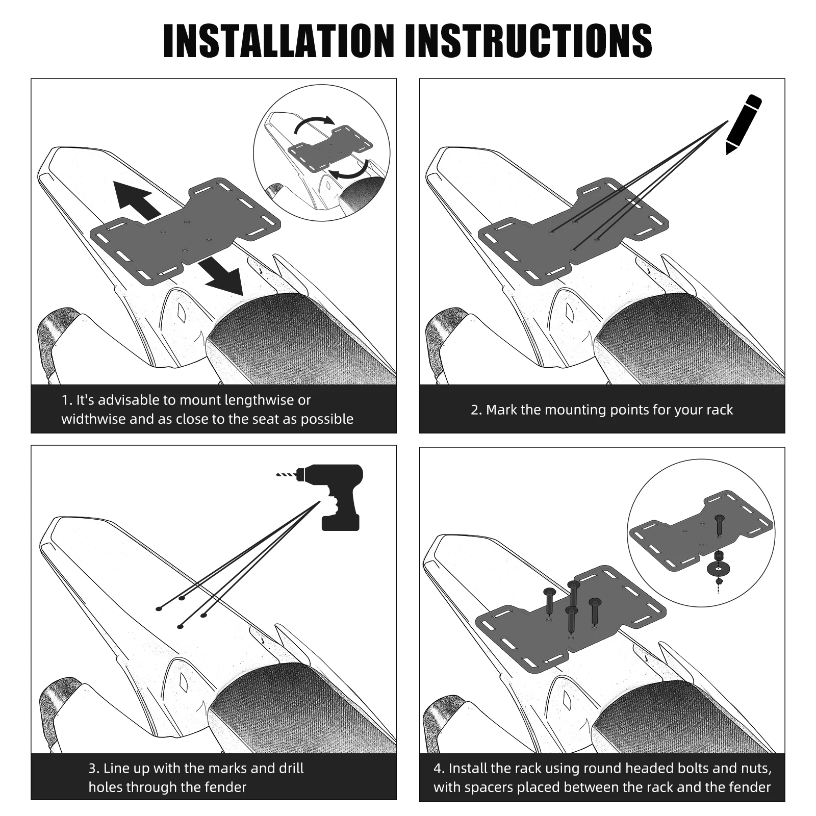 Задний багажный стеллаж для Husqvarna TE 300 2024 багажник груза TC FC FE TX FX 125 200 250 350 400 450 501