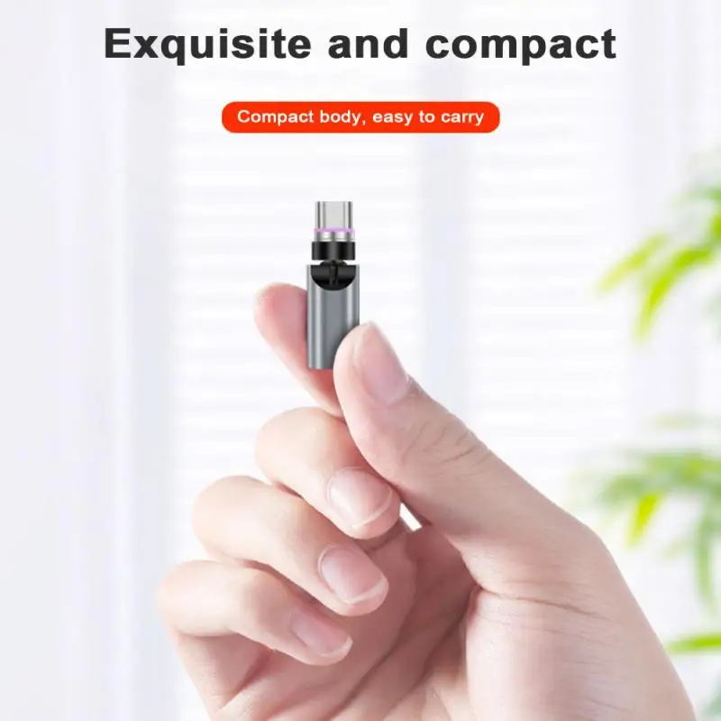 

540° Rotating Magnetic Charger Adapter 40W 480Mbps Type-C Portable Adapter Elbow Straight End 2-in-1 Aluminum Alloy Adapter