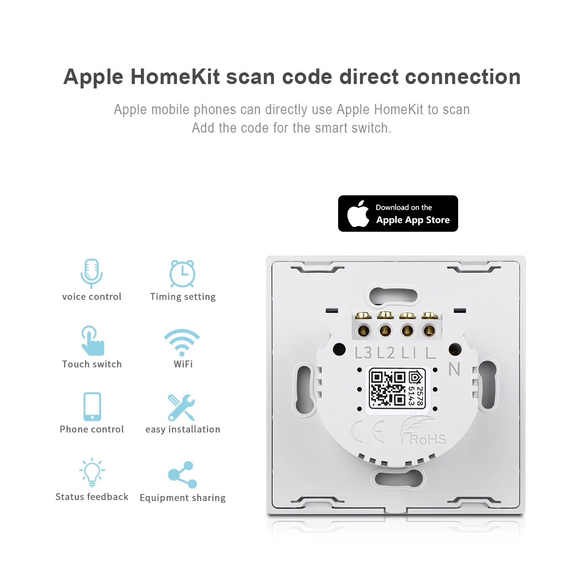 Умный светильник ель Apple Homekit сенсорный настенный выключатель с Wi-Fi управлением -