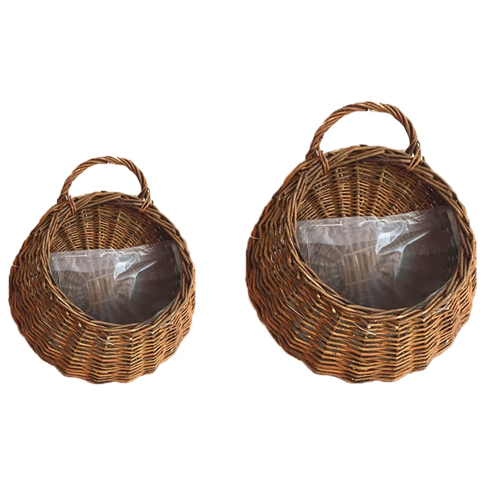 

Basket Flower Hanging Wall Rattan Baskets Woven Storage Wicker Pot Planter Seagrass Flowerpot Container Fruit Egg Straw Indoor